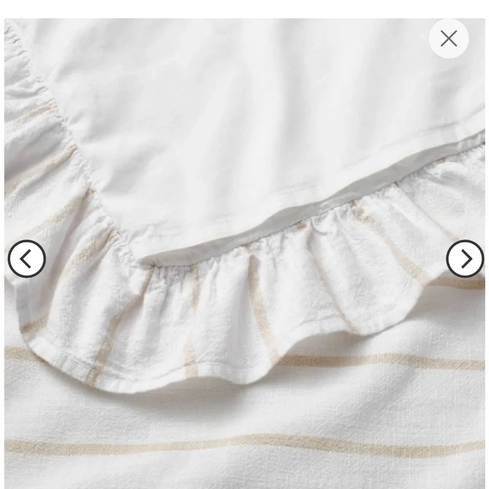 Yarn Dye Stripe with Ruffle Duvet Cover & Sham Set White/Khaki - ThStudio McGee
